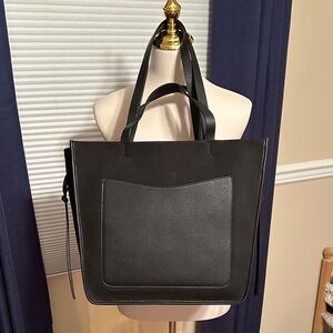 Stylish Black Leather/Suede Tote Bag